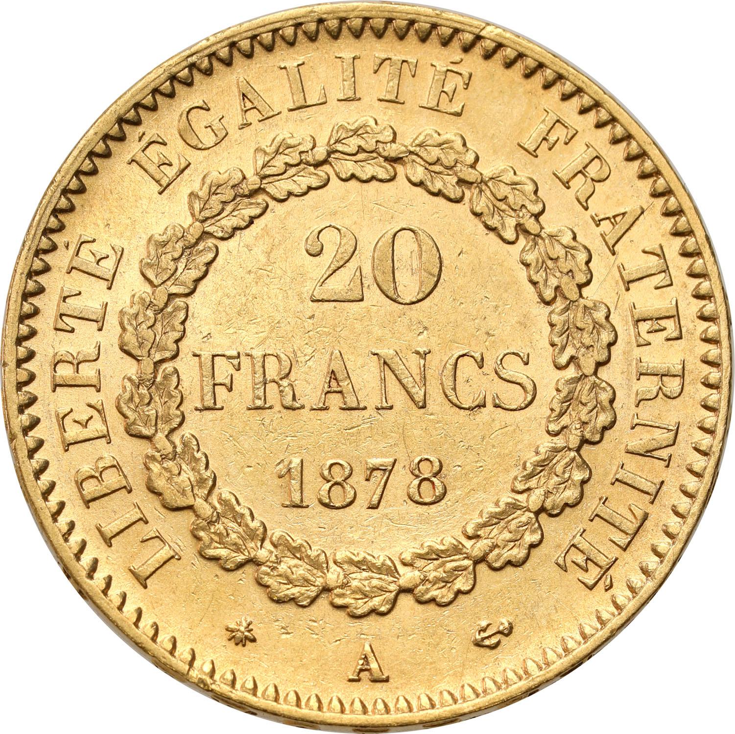 Francja III Republika 20 franków 1878 A Paryż ANIOŁ