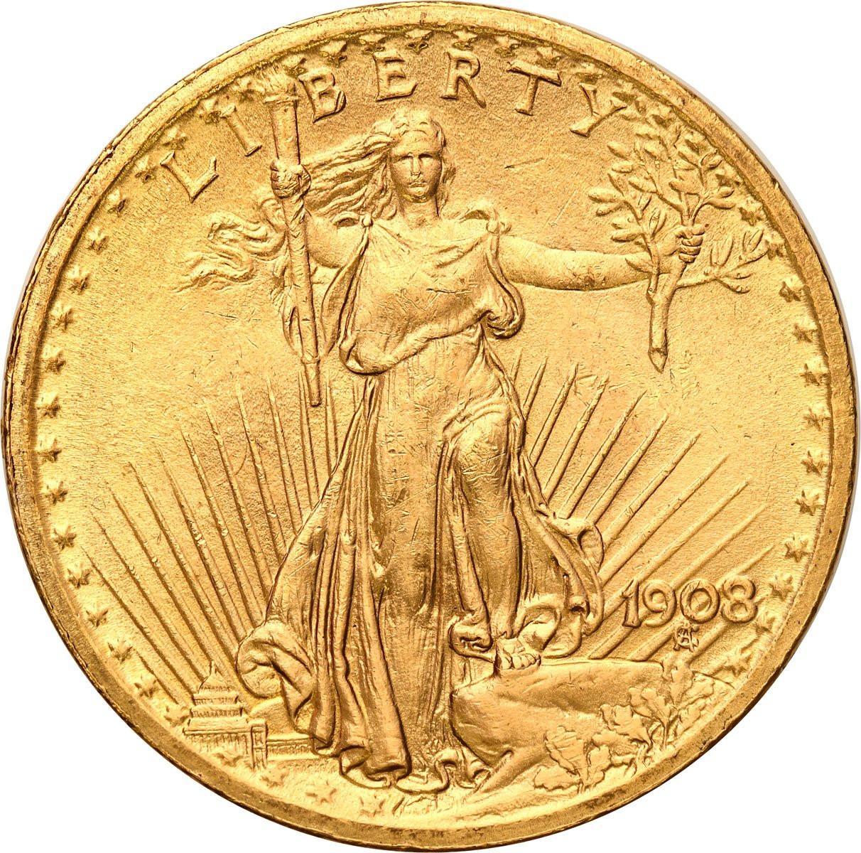 USA 20 dolarów 1908 no motto, Filadelfia, Saint Gaudens