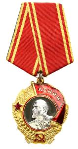 Rosja. Order Lenina złoto + platyna - LENIN - wstążka + legitymacja