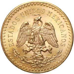 Meksyk 50 Pesos 1943 - RZADKIE - podwójne oznaczenie złota na monecie