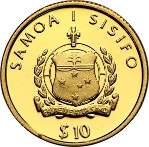 Samoa. Złote 10 dolarów 2003 Gandhi - 1/25 uncji złota