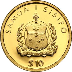 Samoa. Złote 10 dolarów 2003 Kennedy - 1/25 uncji złota