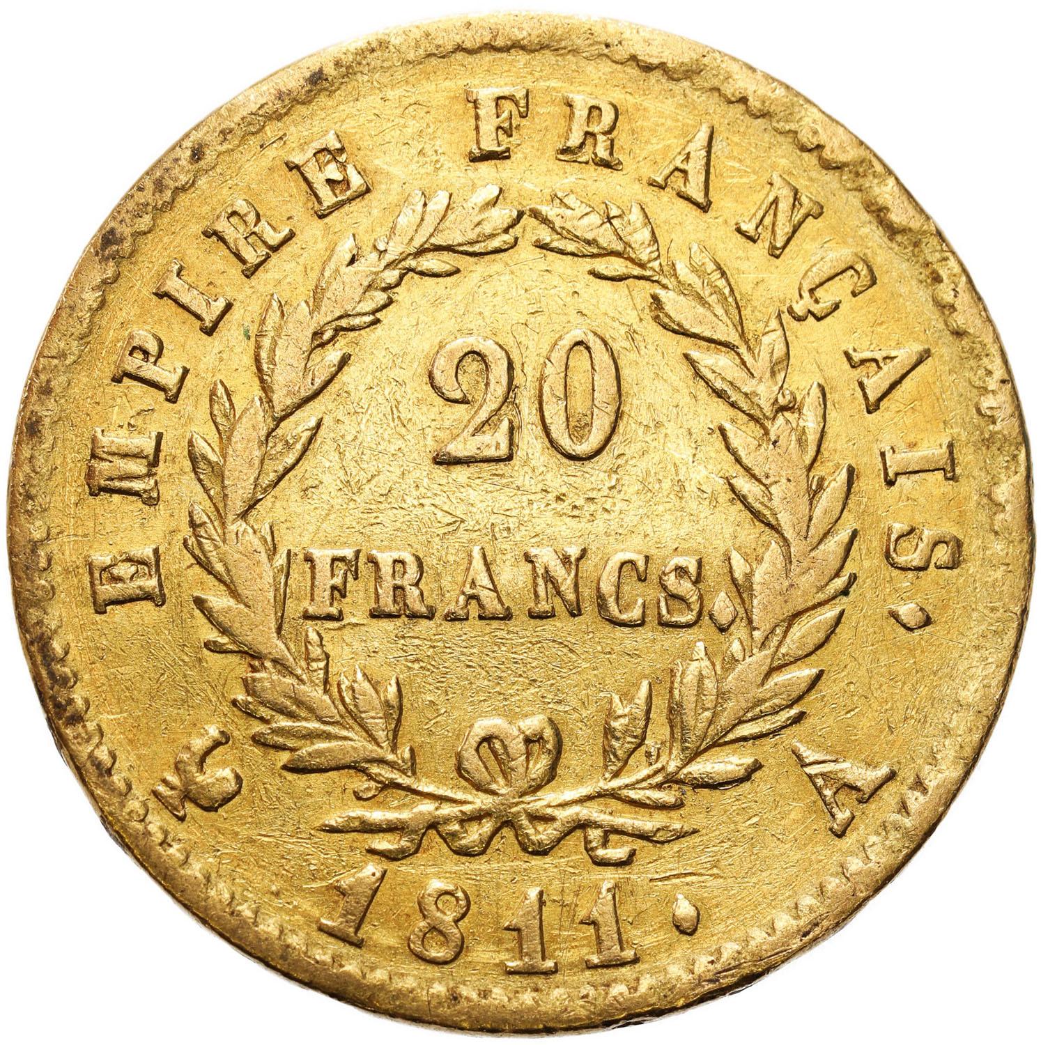 Francja, Napoleon Bonaparte (1804-1815). 20 franków 1811 A, Paryż