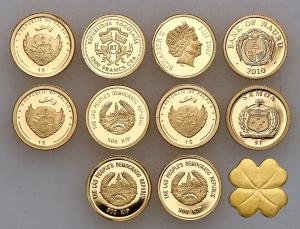 Świat. Zestaw najmniejszych złotych monet świata - 10 szt ZŁOTO