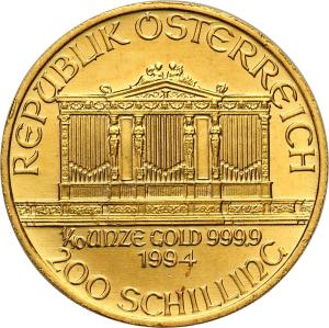 Austria. 10 Euro 1994 Filharmonicy - 1/10 uncji złota