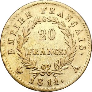Francja, Napoleon Bonaparte (1804–1815). 20 franków 1811 A, Paryż