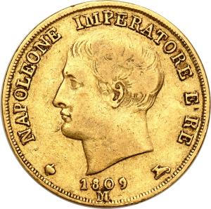 Włochy. Napoleon I 20 lirów 1809 Mediolan