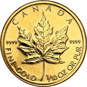 Kanada. 5 dolarów 1998 liść klonowy - 1/10 uncji złota