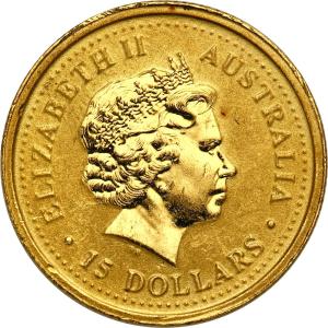 Australia. Złote 15 dolarów Rok Świni 2007 - 1/10 uncji złota
