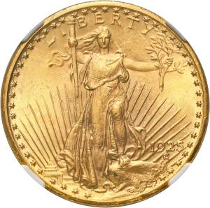 USA 20 $ dolarów 1925 Filadelfia, Saint Gaudens NGC MS63