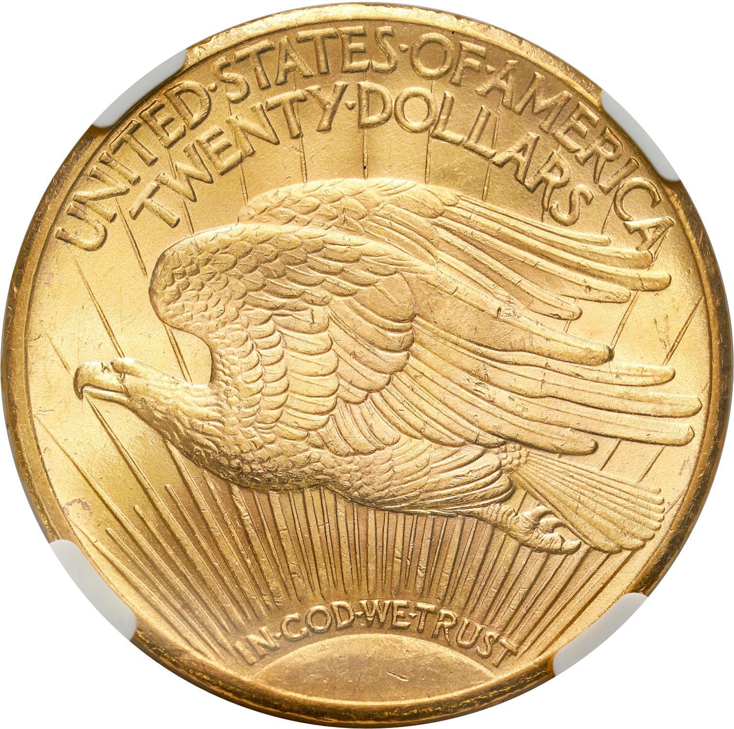 USA 20 $ dolarów 1925 Filadelfia, Saint Gaudens NGC MS63