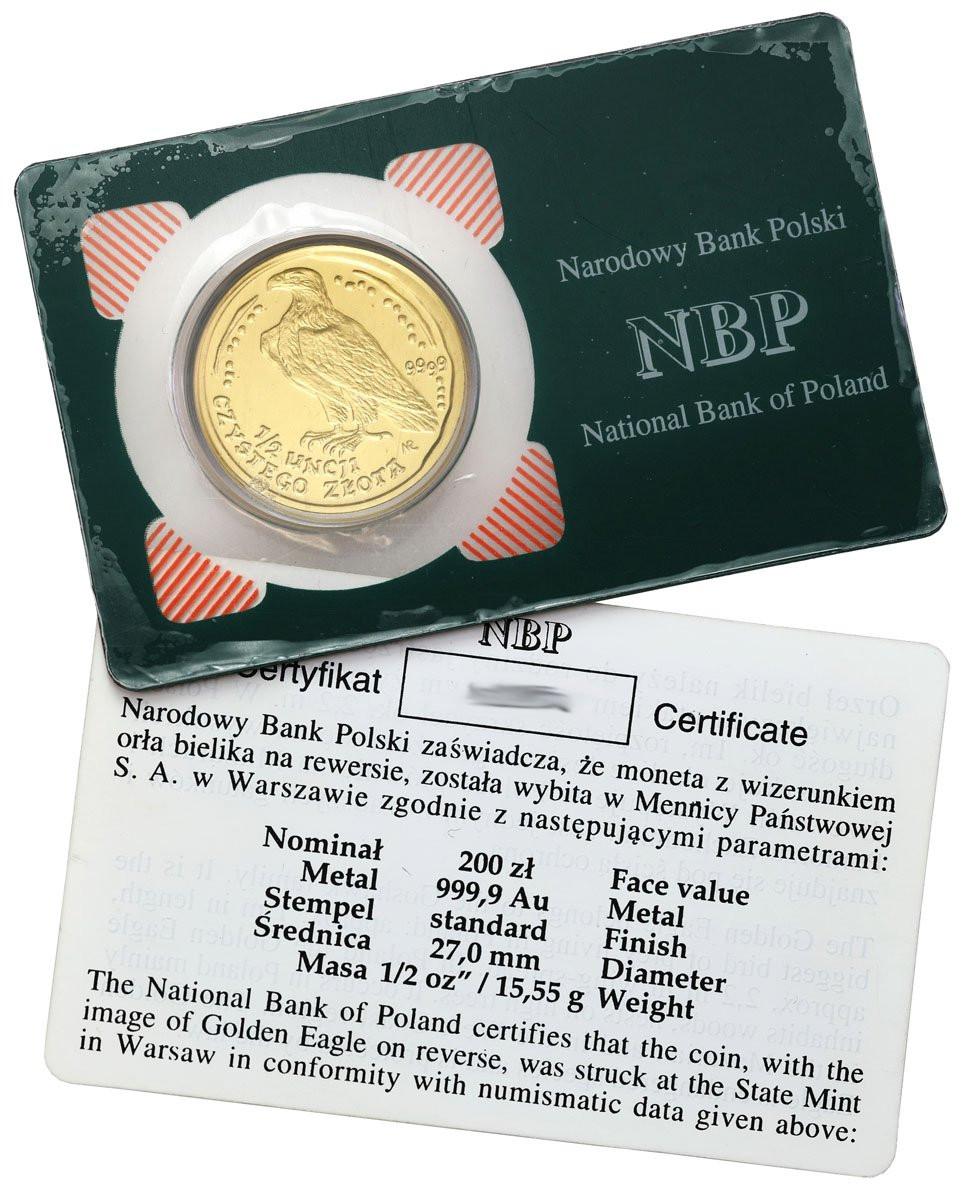 Polska. Złote 200 złotych 2008 Orzeł Bielik - 1/2 uncji złota