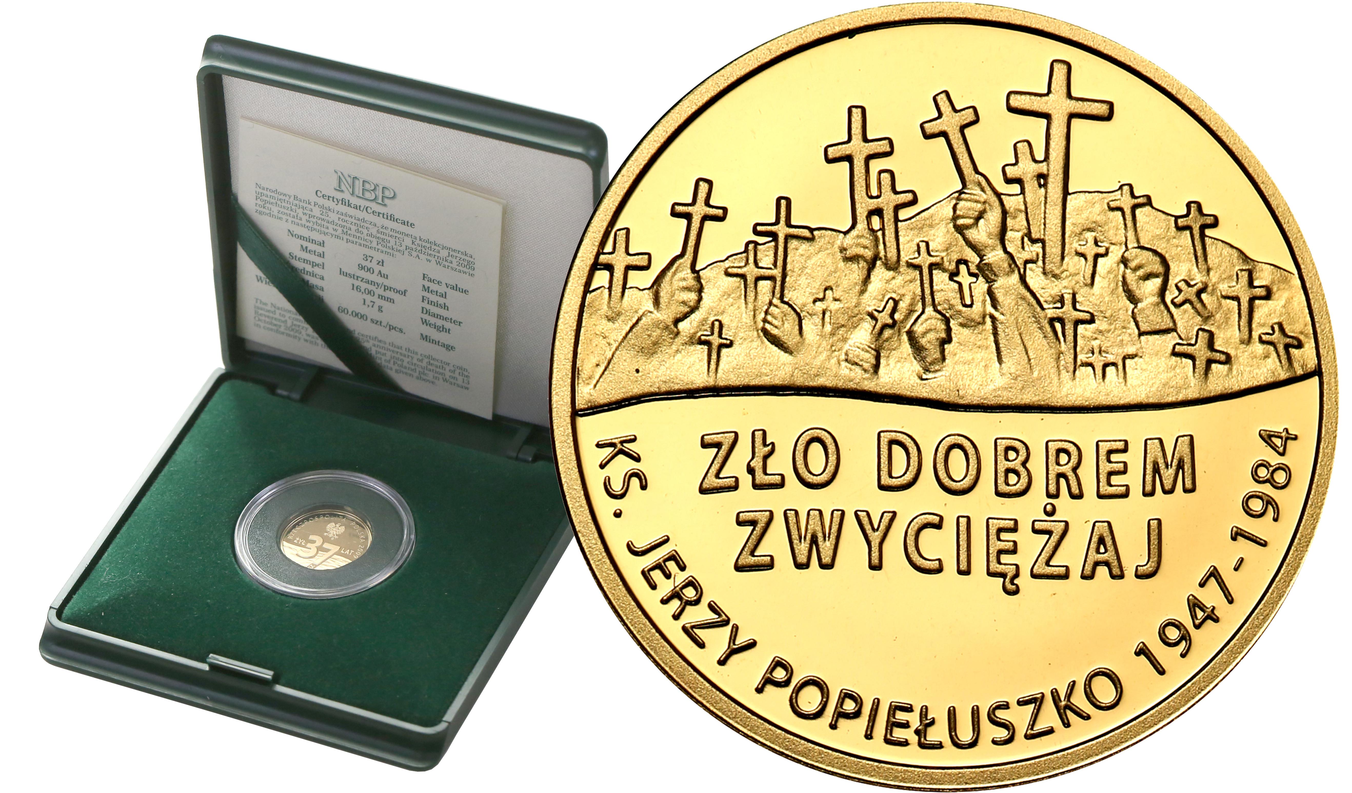 Polska. 37 złotych 2009 ks. Jerzy Popiełuszko - ZŁOTO