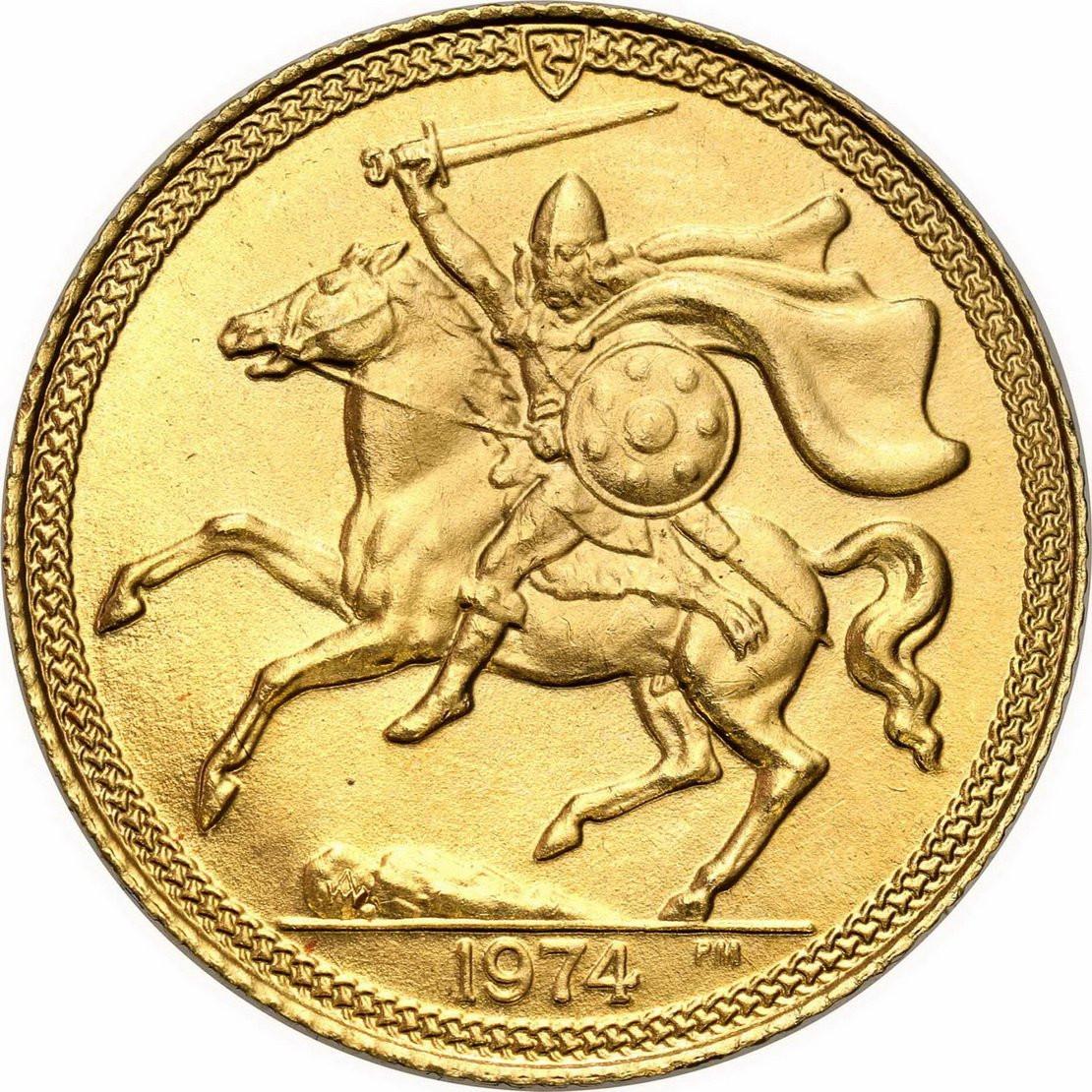 Isle of Man. Elżbieta II. Suweren (funt) 1974 – Złoto