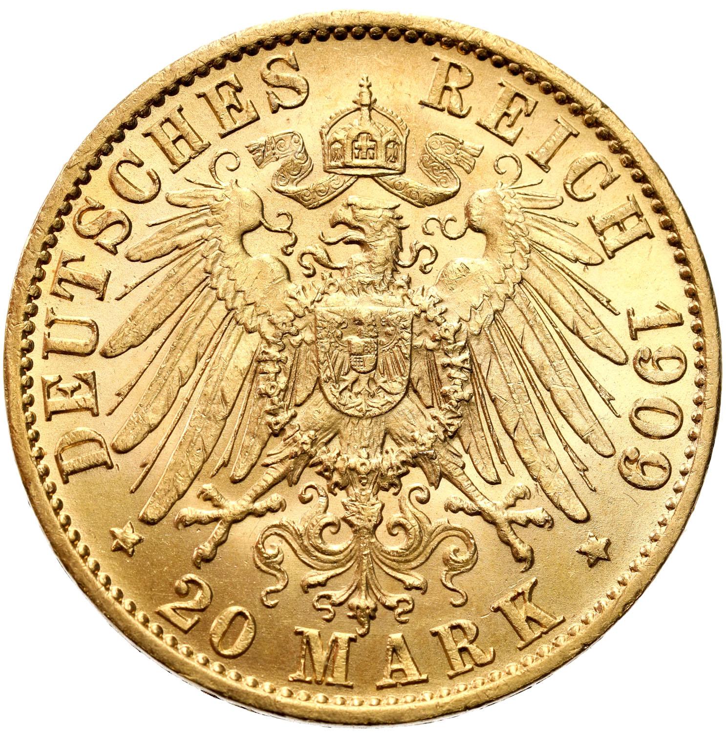 Niemcy Prusy. Wilhelm II. 20 Marek 1909 A, Berlin
