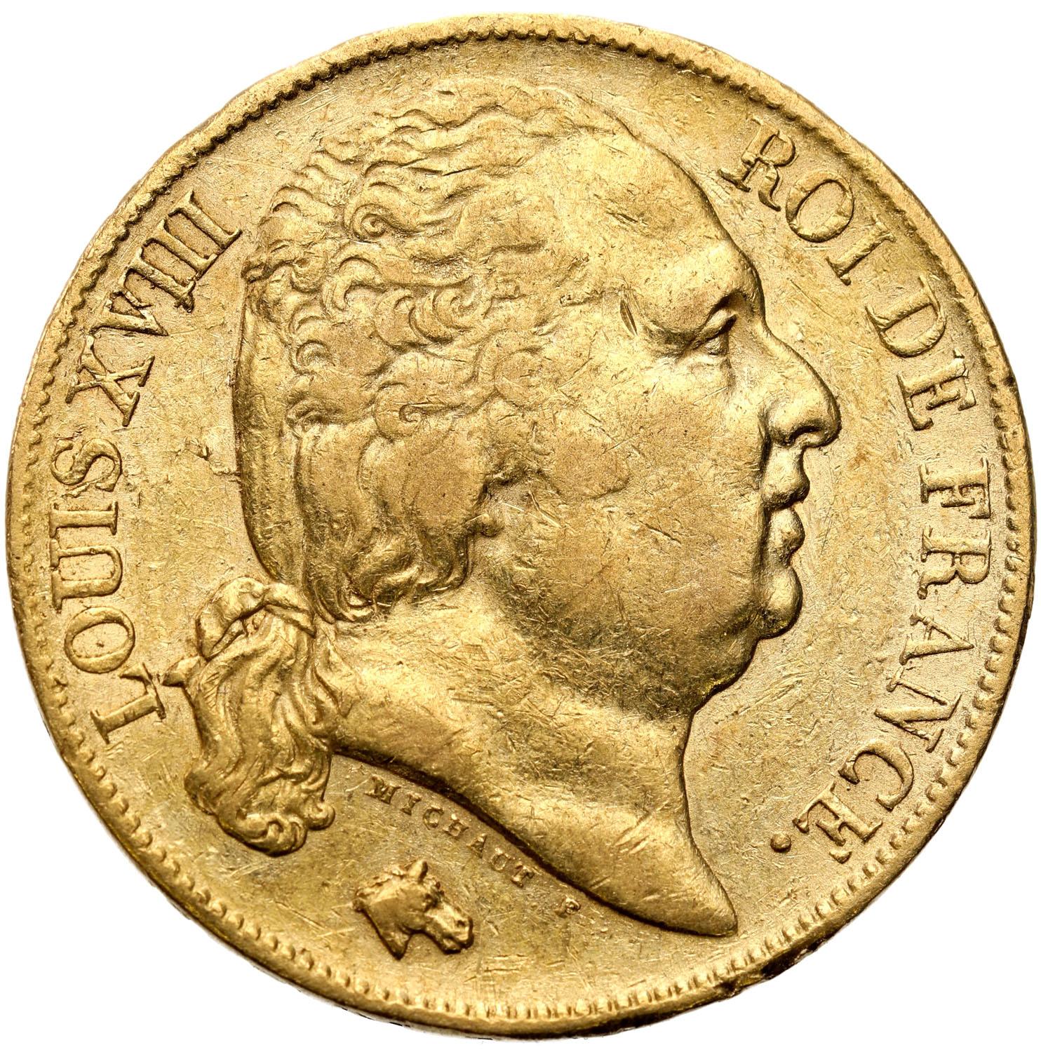 Francja 20 franków 1817 A Ludwik XVIII
