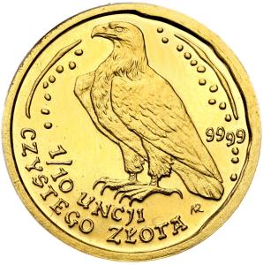 Polska. Złote 50 zł 2008 Orzeł Bielik - 1/10 uncji złota