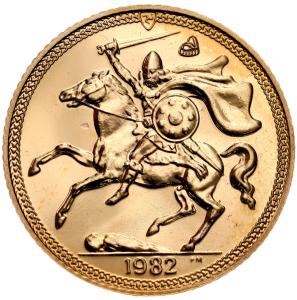 Isle of Man. Elżbieta II. 1/2 suwerena (funta) 1982 – Złoto