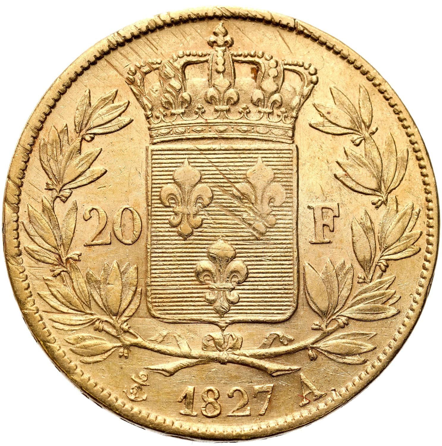Francja. Karol X 20 franków 1827 