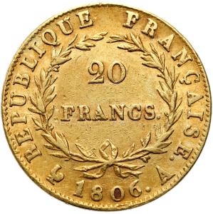 Francja, Napoleon Bonaparte (1804–1815). 20 franków 1806 A, Paryż