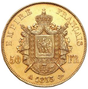 Francja. Napoleon III. 50 franków 1855 A, Paryż