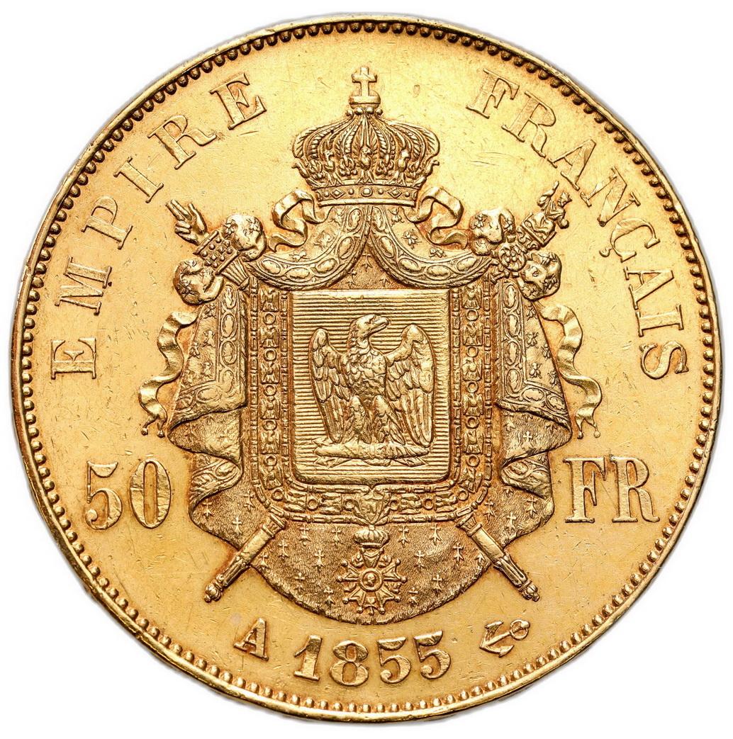 Francja. Napoleon III. 50 franków 1855 A, Paryż