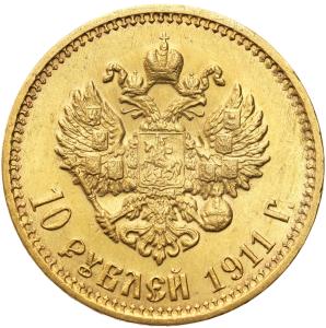 Rosja. Mikołaj II. 10 Rubli 1911 ЭБ - EB, Petersburg – PIĘKNE I RZADSZE