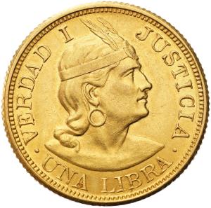 Peru. 1 libra 1902, Lima - PIĘKNE