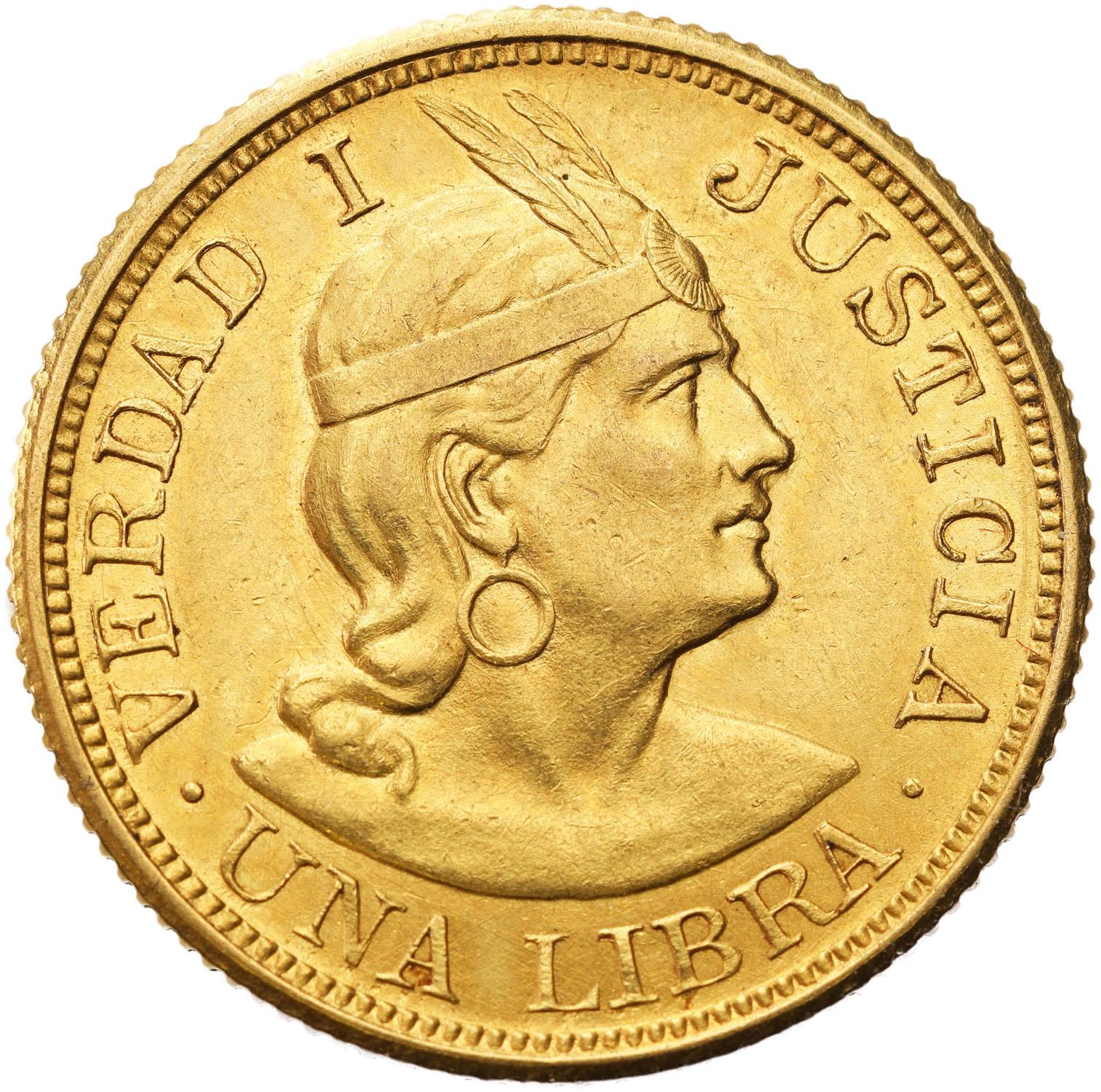 Peru. 1 libra 1902, Lima - PIĘKNE