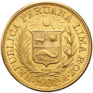 Peru. 1 libra 1902, Lima - PIĘKNE