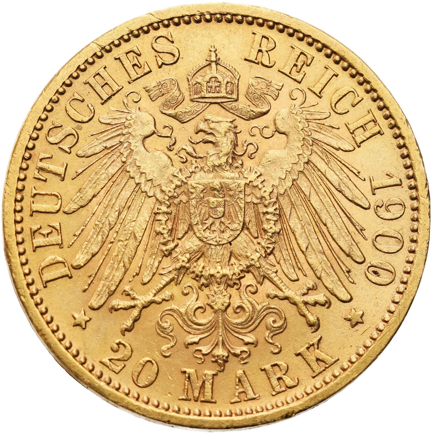 Niemcy, Wirttembergia. 20 marek 1900 F, Stuttgart - PIĘKNE