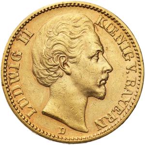 Niemcy. Bawaria Ludwik II 20 Marek 1873 D, Monachium