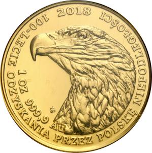500 złotych 2018 Orzeł Bielik odzyskanie niepodległości - 1 uncja złota