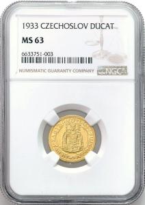 Czechosłowacja. Dukat, 1933, Kremnica - Święty Wacław NGC MS63 - PIĘKNY