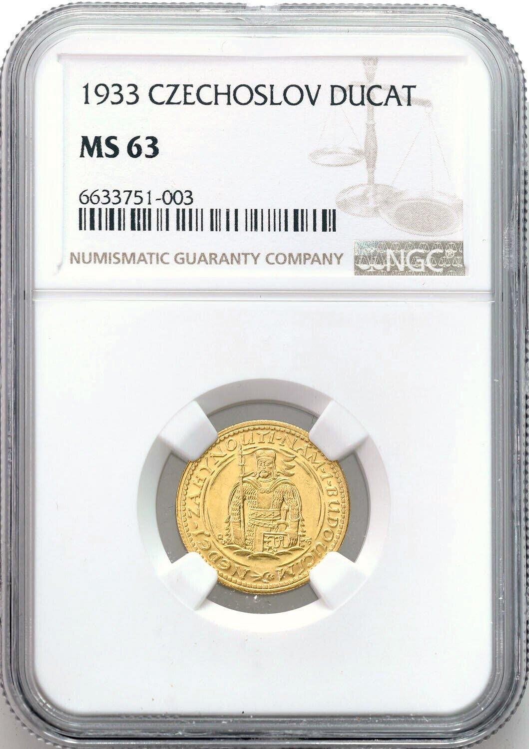 Czechosłowacja. Dukat, 1933, Kremnica - Święty Wacław NGC MS63 - PIĘKNY
