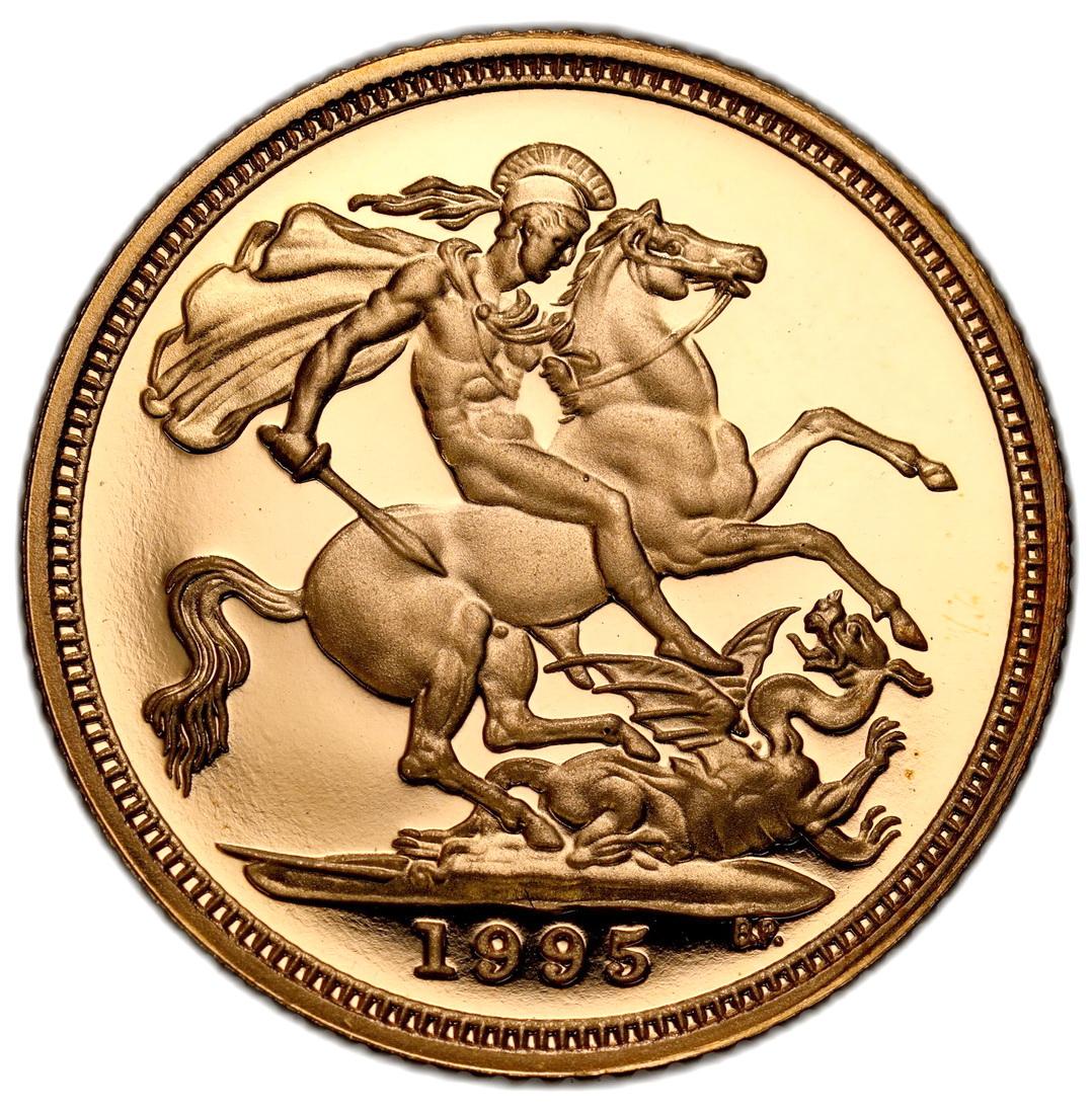 Wielka Brytania. Elżbieta II 1/2 suwerena 1995 - Stempel lustrzany