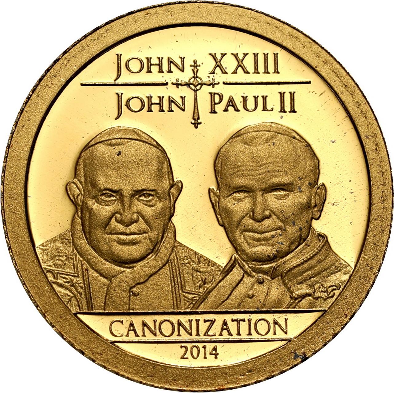 Tanzania. 2 dolary 2014 Jan Paweł II Kanonizacja - ZŁOTO