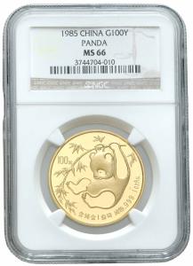 Chiny 100 Yuan 1985 Panda NGC MS66 - uncja złota