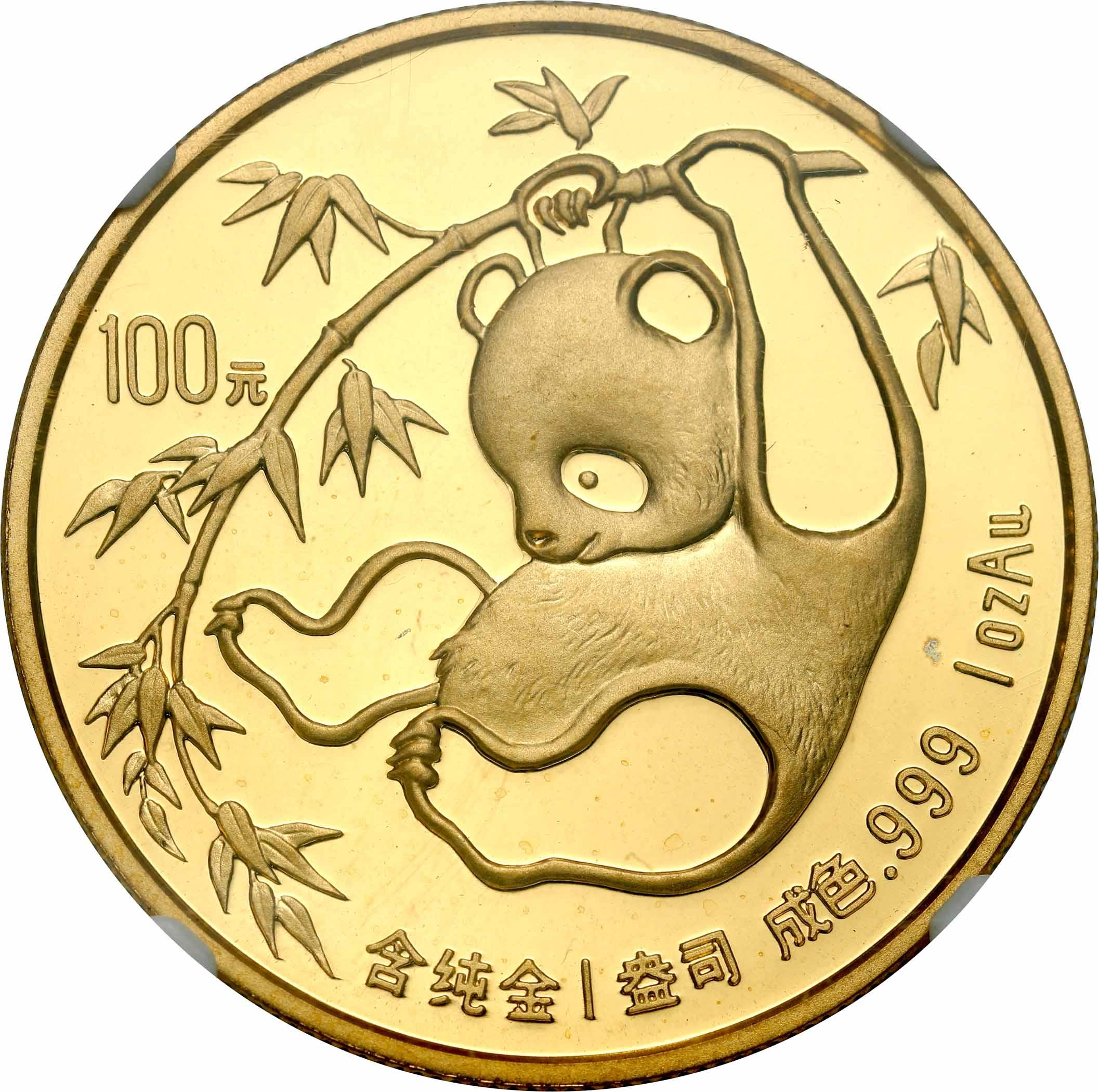 Chiny 100 Yuan 1985 Panda NGC MS66 - uncja złota