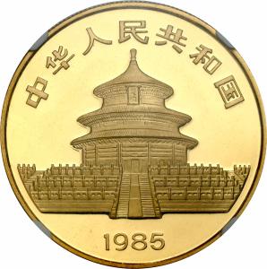Chiny 100 Yuan 1985 Panda NGC MS66 - uncja złota
