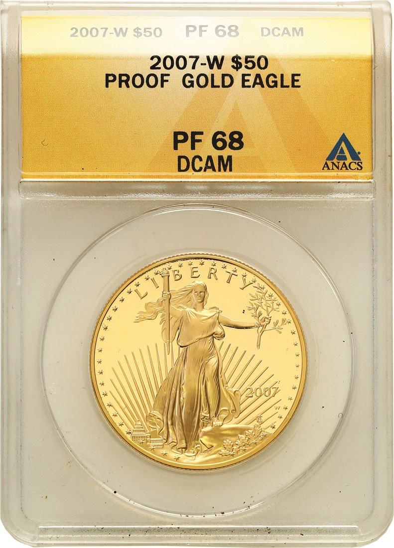 USA 50 $ dolarów 2007 - uncja złota - ANACS PF68