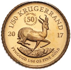 Krugerrand 2017 - 1/50 uncji ZŁOTO (50 rocznica)