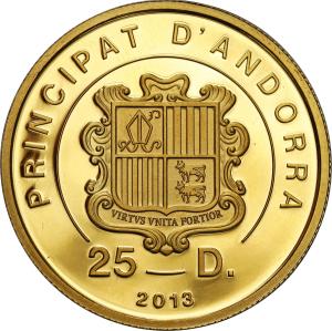 Andora 25 dinarów 2013 Pokłon Trzech Króli ZŁOTO