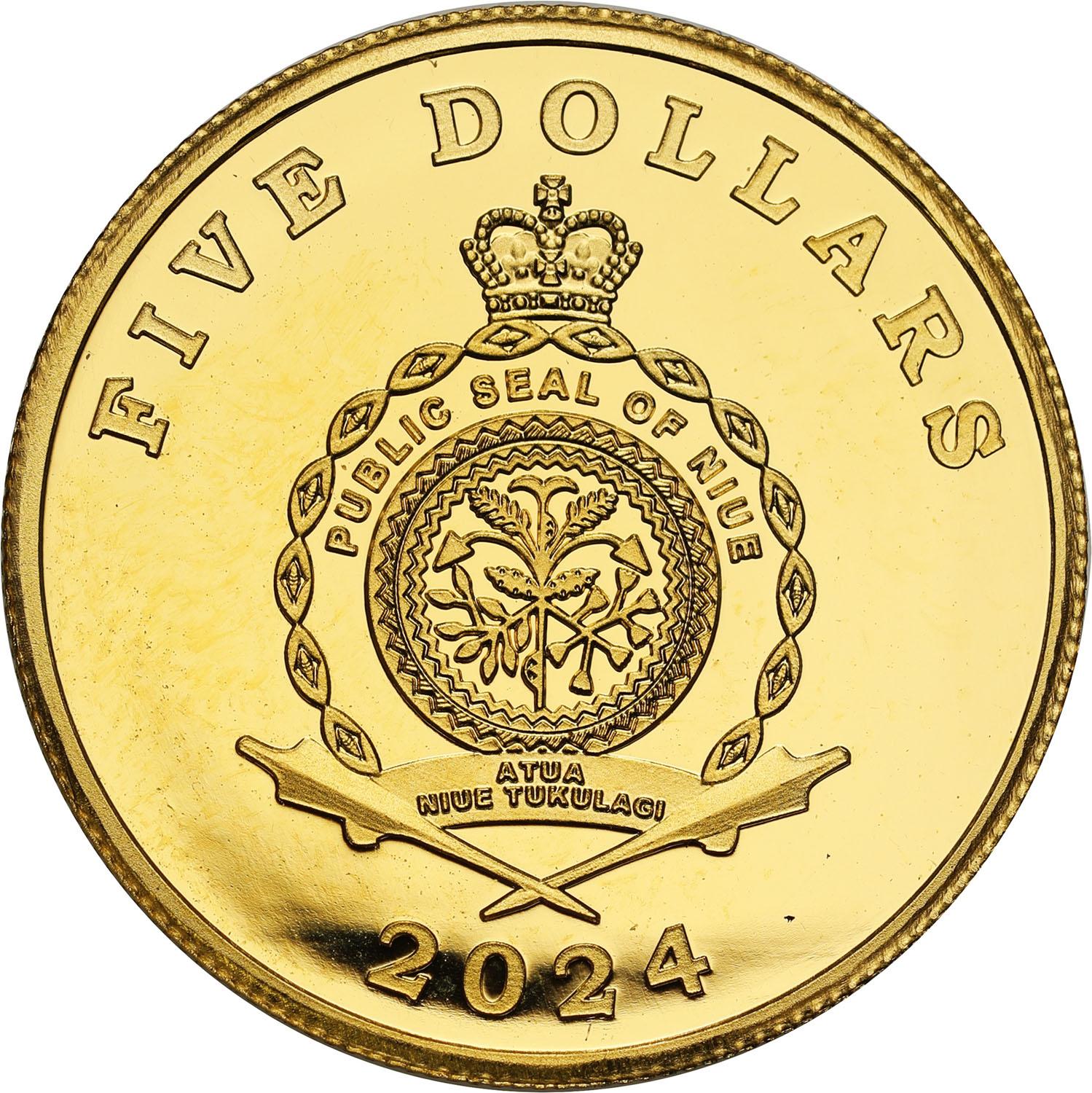 Niue 5 dolarów 2024 - 100 lat Polskiego Złotego - ZŁOTO