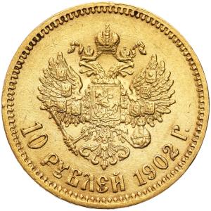 Rosja, Mikołaj II. 10 rubli 1902 AP, Petersburg