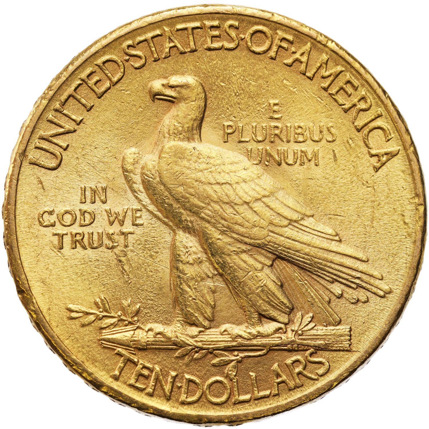 USA. Złote 10 $ dolarów Indianin 1910 Filadelfia