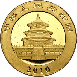 Chiny. 50 Yuan 2010 - Panda - 1/10 uncji złota