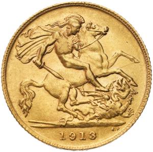 Wielka Brytania. Jerzy V 1/2 suwerena 1913