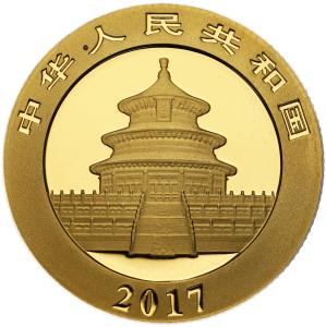 Chiny 100 Yuan (janów) 2017 Panda - ZŁOTO