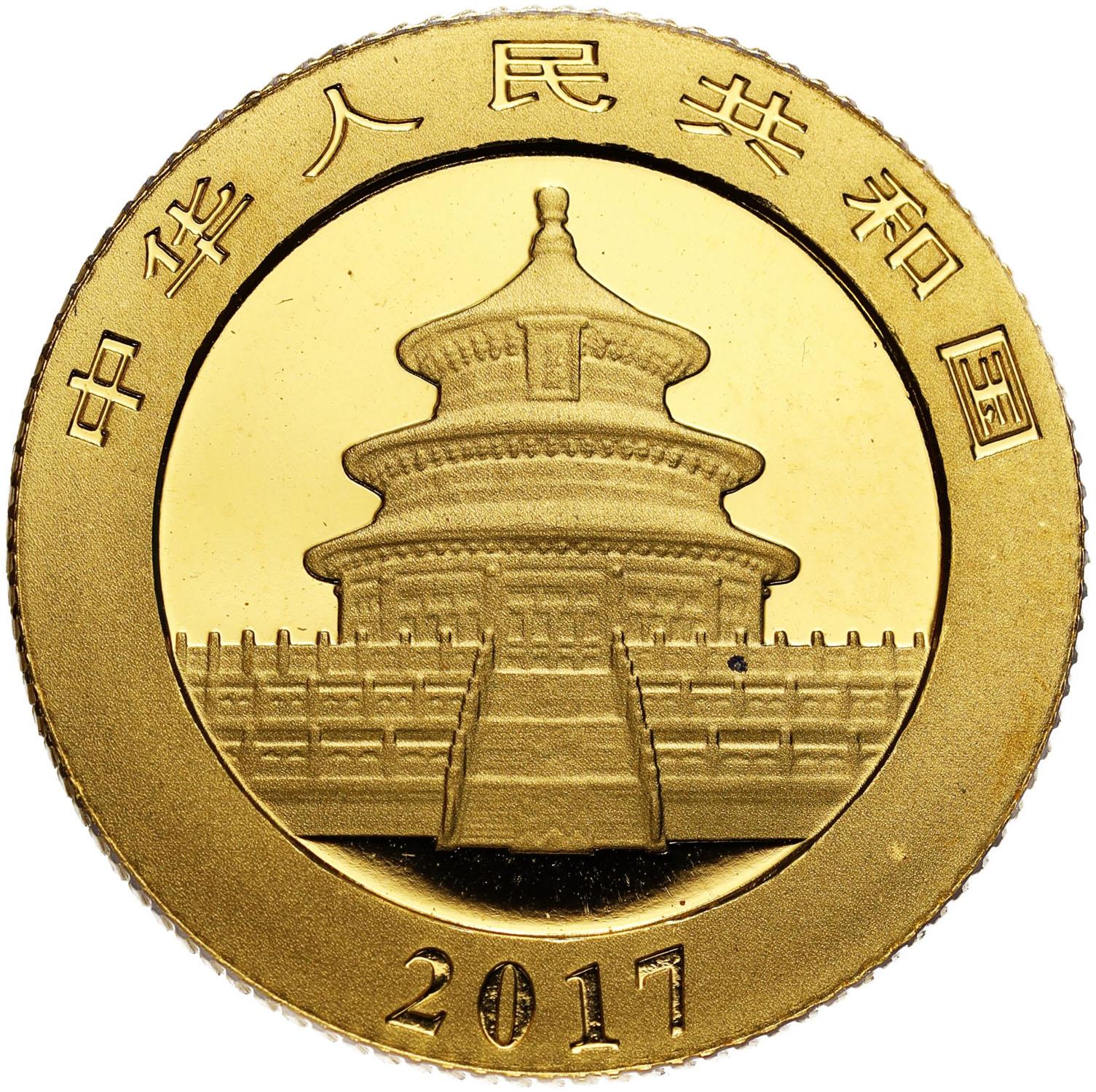 Chiny 50 Yuan (janów) 2017 Panda - ZŁOTO